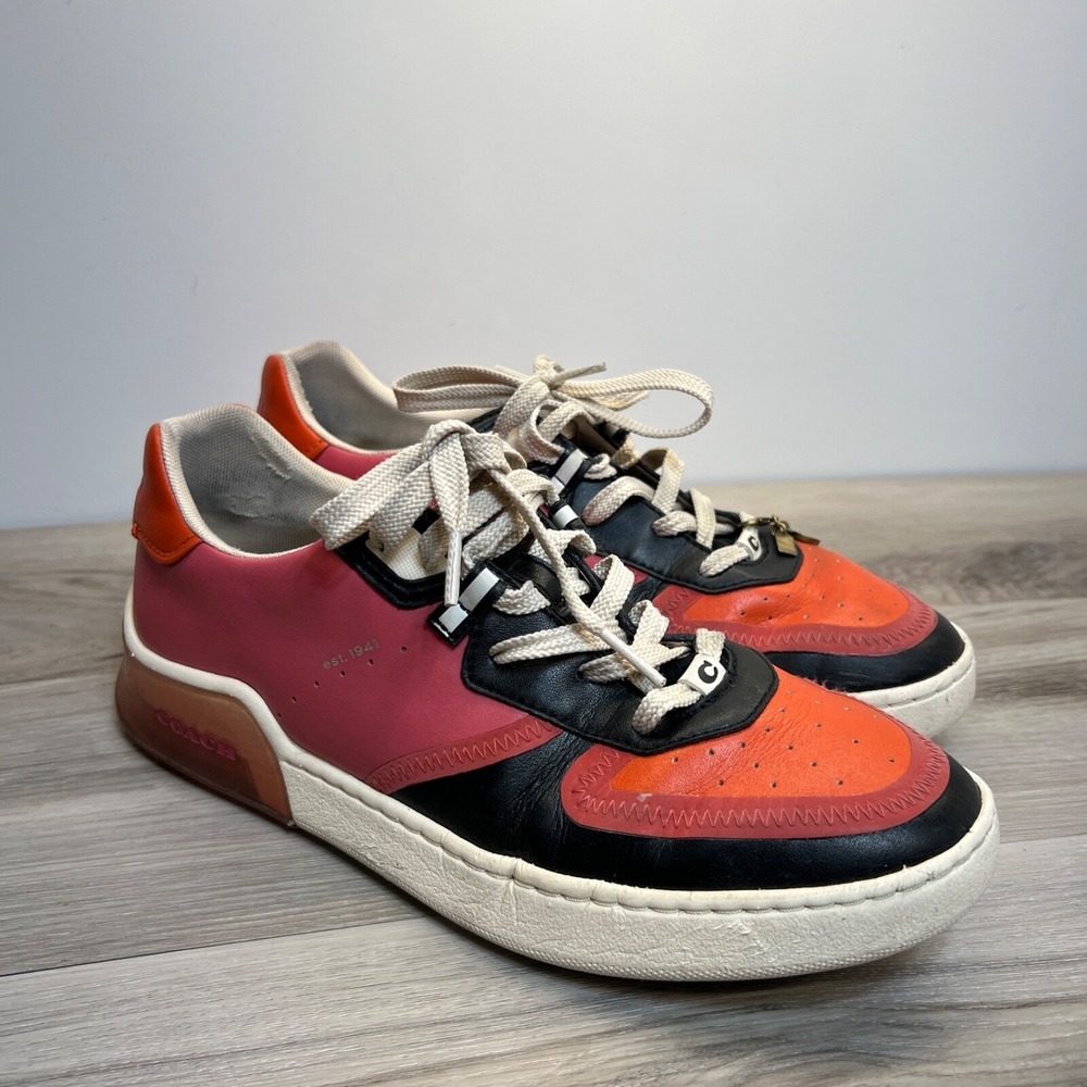 COACH Citysole Leather Court Women's Size 10B Bright Colorful‎ Pink Orange Shoes